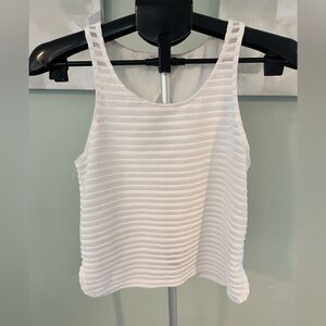 EXPRESS WHITE STRIPED TANK TOP WITH BACK CUT OUT